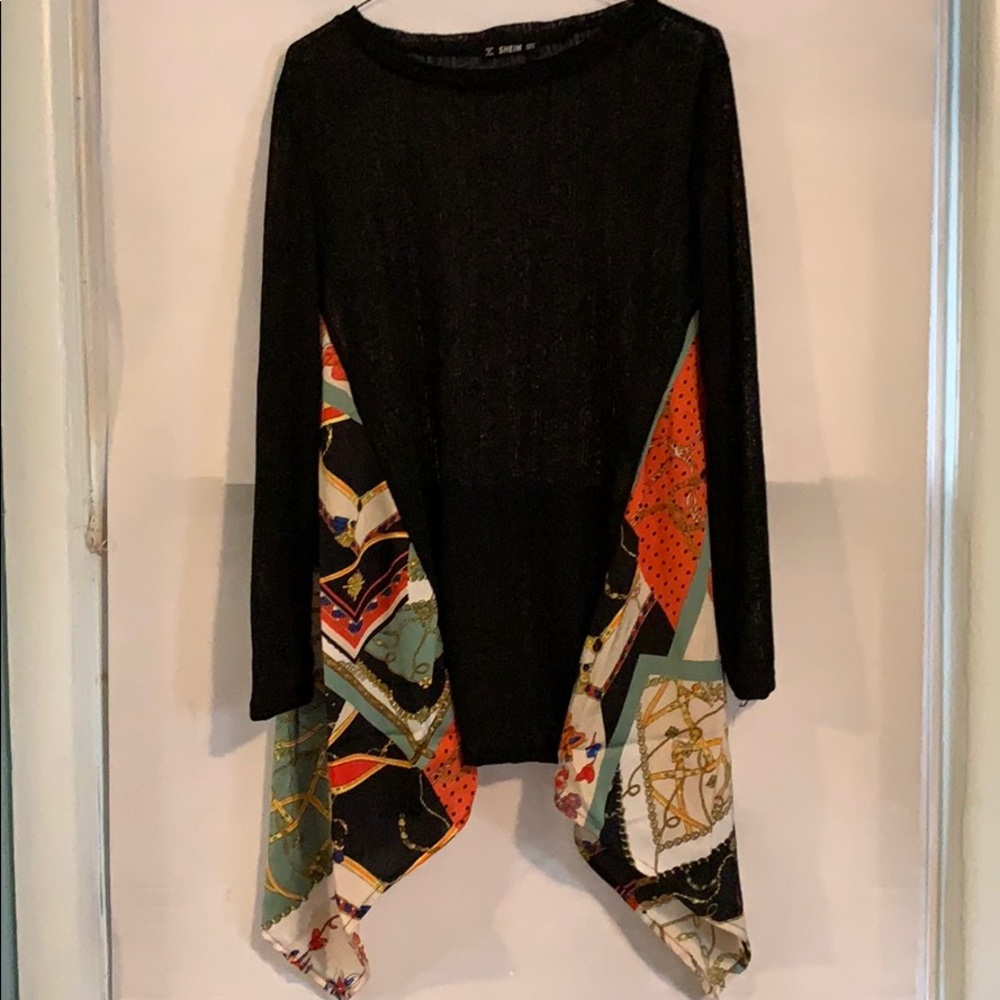 Black shirt with kerchief sides- NWOT